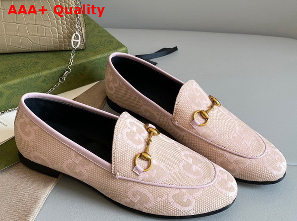 Gucci Womens Jordaan Jumbo GG Loafer Pink Jumbo GG Canvas 431467 Replica