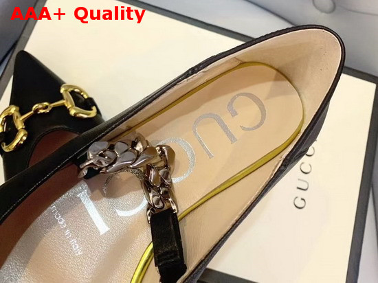 Gucci Womens Leather Ballet Flat with Horsebit Black Leather 621161 Replica