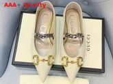 Gucci Womens Leather Ballet Flat with Horsebit White Leather 621161 Replica