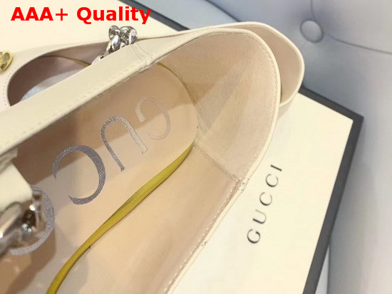 Gucci Womens Leather Ballet Flat with Horsebit White Leather 621161 Replica