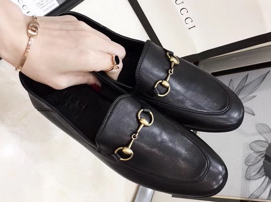 Gucci Womens Leather Horsebit Loafer in Black Lather