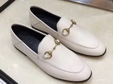 Gucci Womens Leather Horsebit Loafer in White Leather