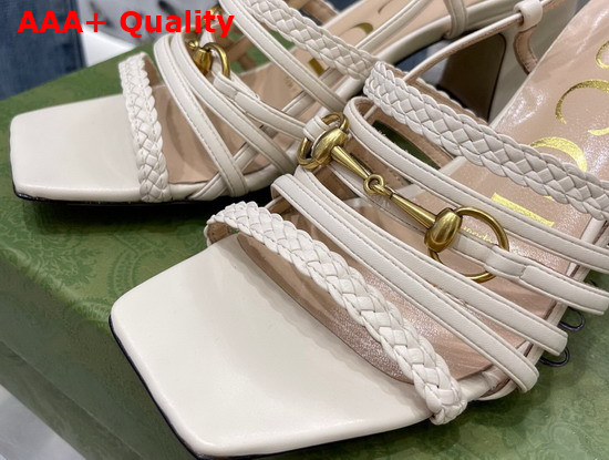 Gucci Womens Leather Sandal with Horsebit Ivory Leather 645404 Replica