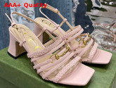 Gucci Womens Leather Sandal with Horsebit Light Pink Leather 645404 Replica