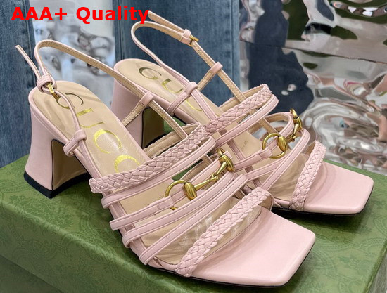 Gucci Womens Leather Sandal with Horsebit Light Pink Leather 645404 Replica