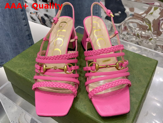 Gucci Womens Leather Sandal with Horsebit Pink Leather 645404 Replica