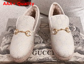 Gucci Womens Loafer with Horsebit Beige GG Lame 575850 Replica