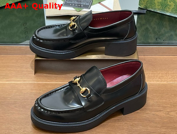 Gucci Womens Loafer with Horsebit Black Leather 794378 Replica