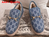 Gucci Womens Loafer with Horsebit Blue GG Lame 575850 Replica