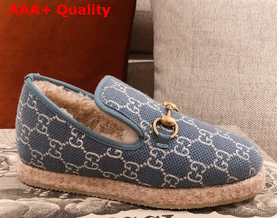 Gucci Womens Loafer with Horsebit Blue GG Lame 575850 Replica