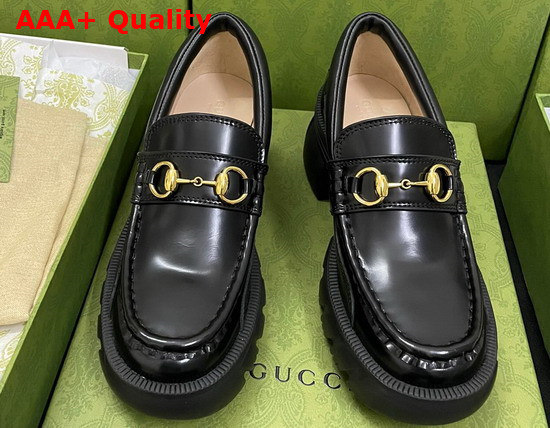 Gucci Womens Loafer with Horsebit in Black Leather 656869 Replica