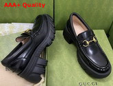 Gucci Womens Loafer with Horsebit in Black Leather 656869 Replica