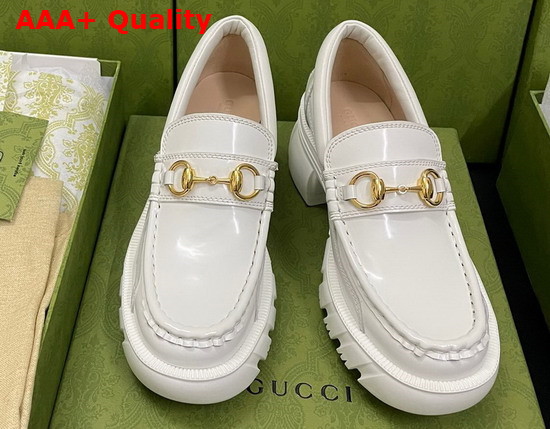 Gucci Womens Loafer with Horsebit in White Leather 656869 Replica