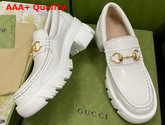 Gucci Womens Loafer with Horsebit in White Leather 656869 Replica