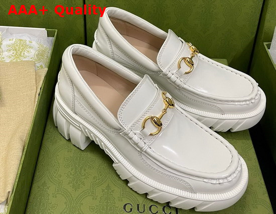 Gucci Womens Loafer with Horsebit in White Leather 656869 Replica