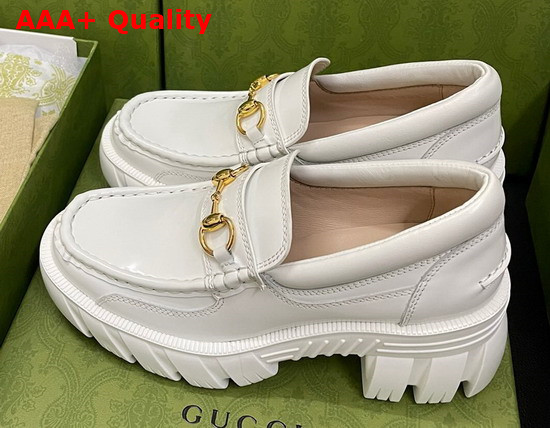 Gucci Womens Loafer with Horsebit in White Leather 656869 Replica