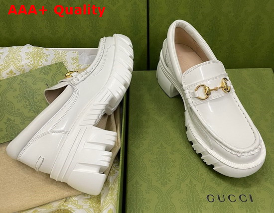 Gucci Womens Loafer with Horsebit in White Leather 656869 Replica