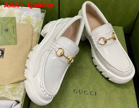 Gucci Womens Loafer with Horsebit in White Leather 656869 Replica