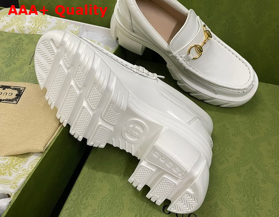 Gucci Womens Loafer with Horsebit in White Leather 656869 Replica