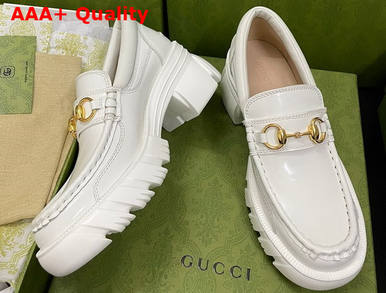 Gucci Womens Loafer with Horsebit in White Leather 656869 Replica