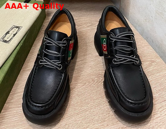 Gucci Womens Loafer with Stripe in Black Leather Replica