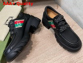 Gucci Womens Loafer with Stripe in Black Leather Replica