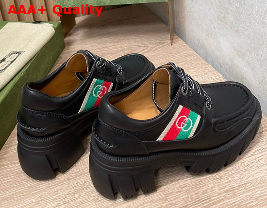 Gucci Womens Loafer with Stripe in Black Leather Replica