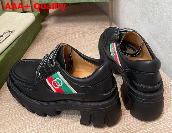 Gucci Womens Loafer with Stripe in Black Leather Replica