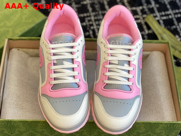 Gucci Womens Mac80 Sneaker in Off White and Pink Leather 747954 Replica