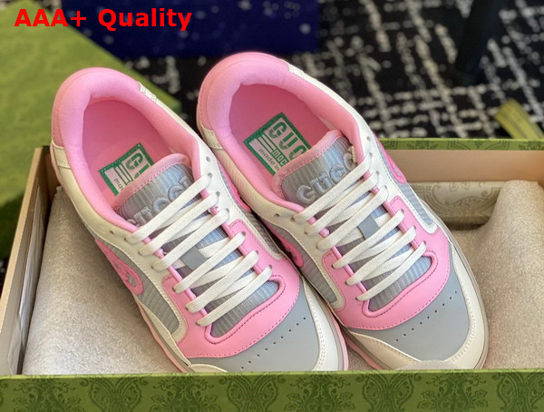 Gucci Womens Mac80 Sneaker in Off White and Pink Leather 747954 Replica