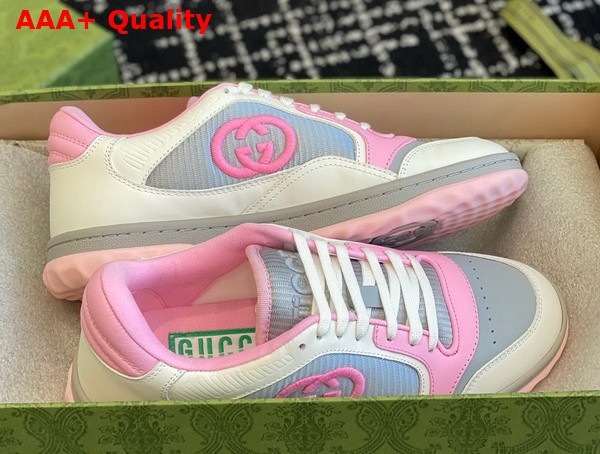 Gucci Womens Mac80 Sneaker in Off White and Pink Leather 747954 Replica