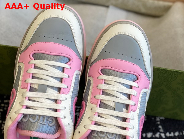 Gucci Womens Mac80 Sneaker in Off White and Pink Leather 747954 Replica