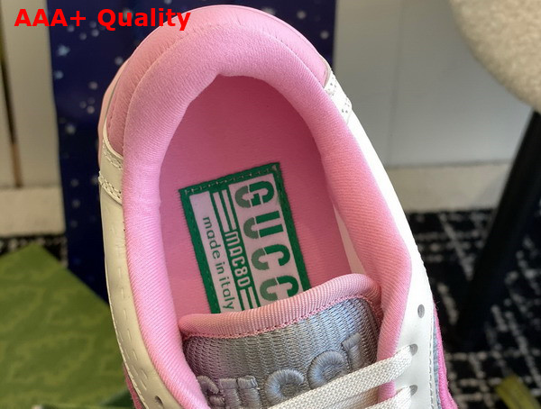 Gucci Womens Mac80 Sneaker in Off White and Pink Leather 747954 Replica