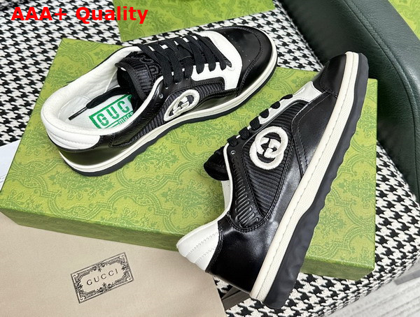 Gucci Womens Mac80 Sneakers in Black and White Leather 756815 Replica