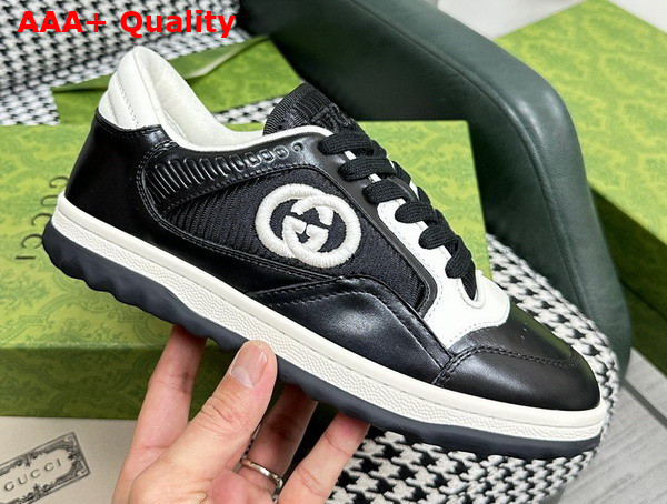 Gucci Womens Mac80 Sneakers in Black and White Leather 756815 Replica