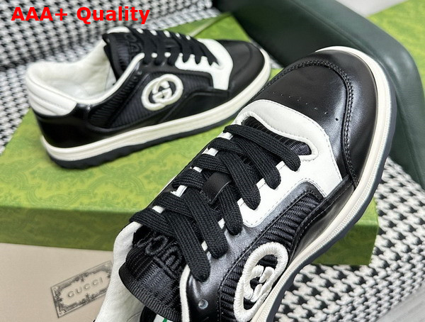 Gucci Womens Mac80 Sneakers in Black and White Leather 756815 Replica