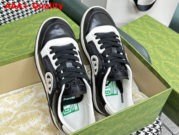 Gucci Womens Mac80 Sneakers in Black and White Leather 756815 Replica