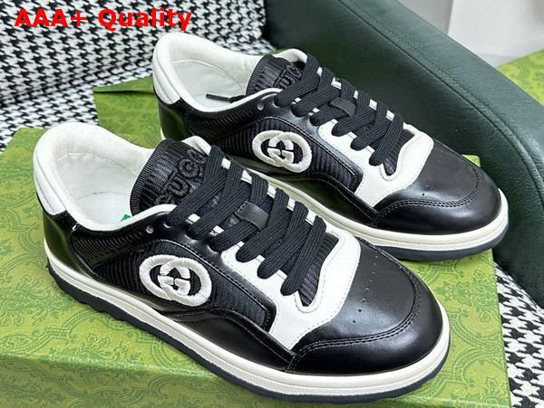 Gucci Womens Mac80 Sneakers in Black and White Leather 756815 Replica