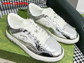 Gucci Womens Mac80 Sneakers in Metallic Silver Leather 750834 Replica