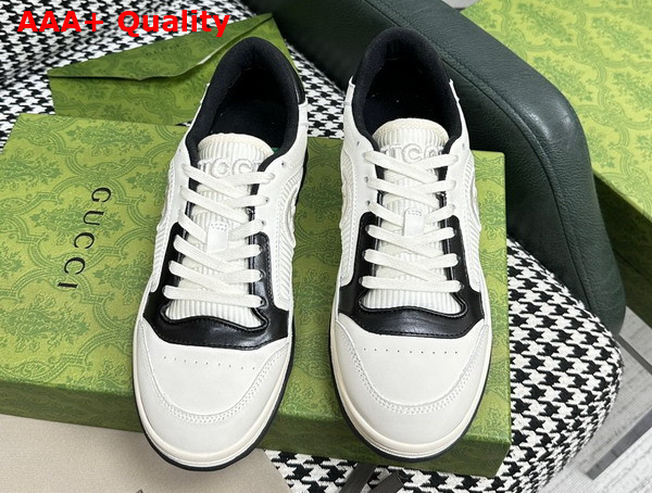 Gucci Womens Mac80 Sneakers in Off White and Black Leather 747914 Replica