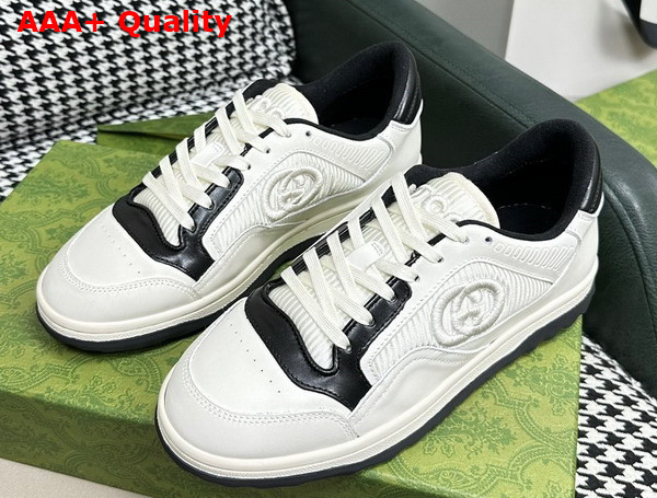 Gucci Womens Mac80 Sneakers in Off White and Black Leather 747914 Replica