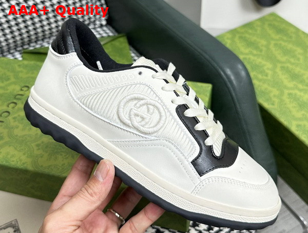 Gucci Womens Mac80 Sneakers in Off White and Black Leather 747914 Replica