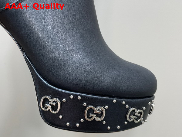 Gucci Womens Platform Boot with GG Studs Black Leather 740599 Replica