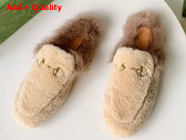 Gucci Womens Princetown Shearling Slipper in Beige Replica