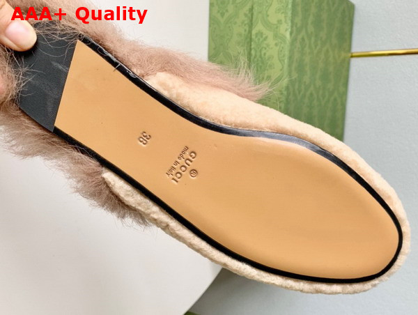 Gucci Womens Princetown Shearling Slipper in Beige Replica