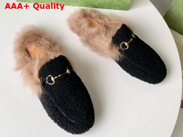 Gucci Womens Princetown Shearling Slipper in Black Replica