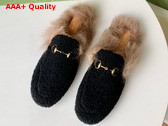 Gucci Womens Princetown Shearling Slipper in Black Replica