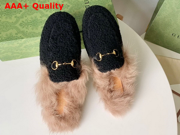 Gucci Womens Princetown Shearling Slipper in Black Replica