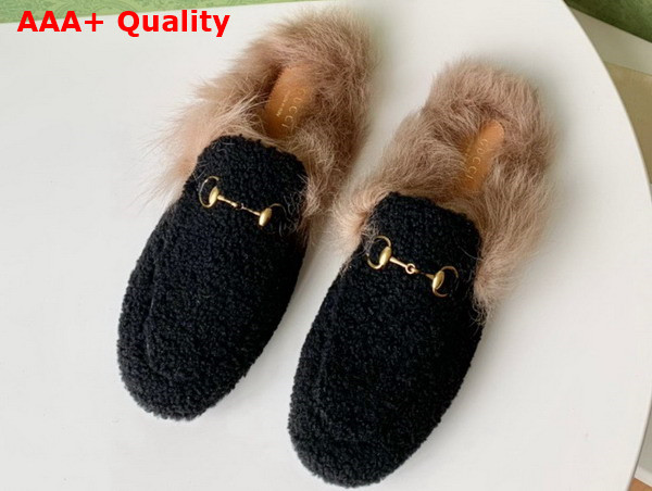 Gucci Womens Princetown Shearling Slipper in Black Replica