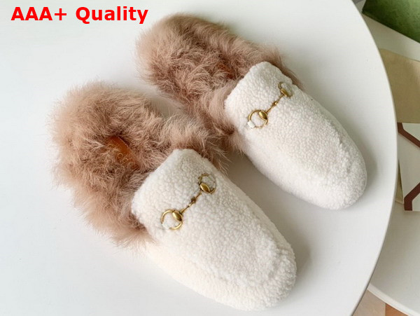 Gucci Womens Princetown Shearling Slipper in White Replica